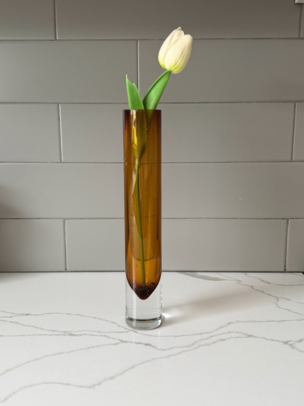 Amber Glass Bud Vase - Home Accents